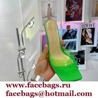 Mach  &  Mach Star Heel 8.5cm Crystal Embellished Mules PVC Green 2022